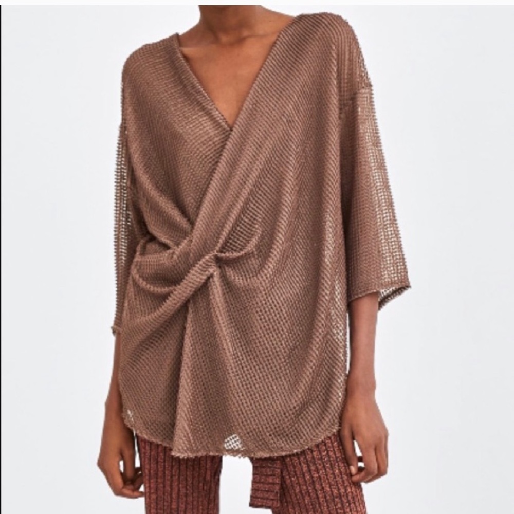 Zara mesh pleated top